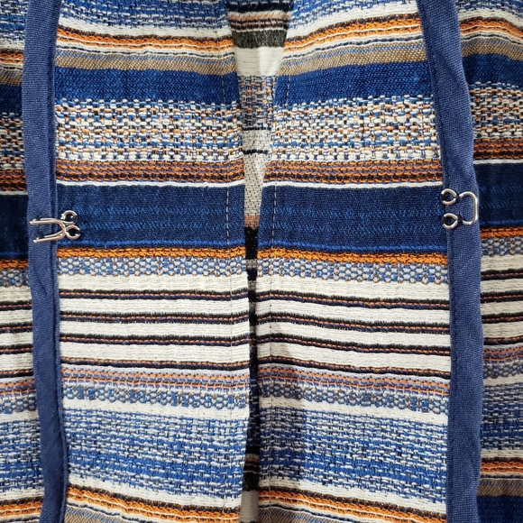 VGUC Karen Kane Pacific Sunrise Jacquard Tapestry Cropped Jacket Blue Size S - Picture 8 of 13